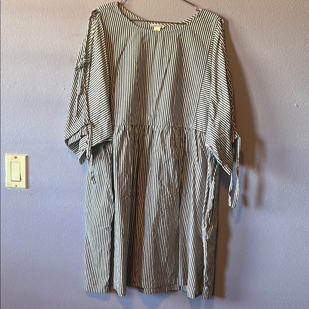 Striped Cotton Wide Midi Women’s Dress